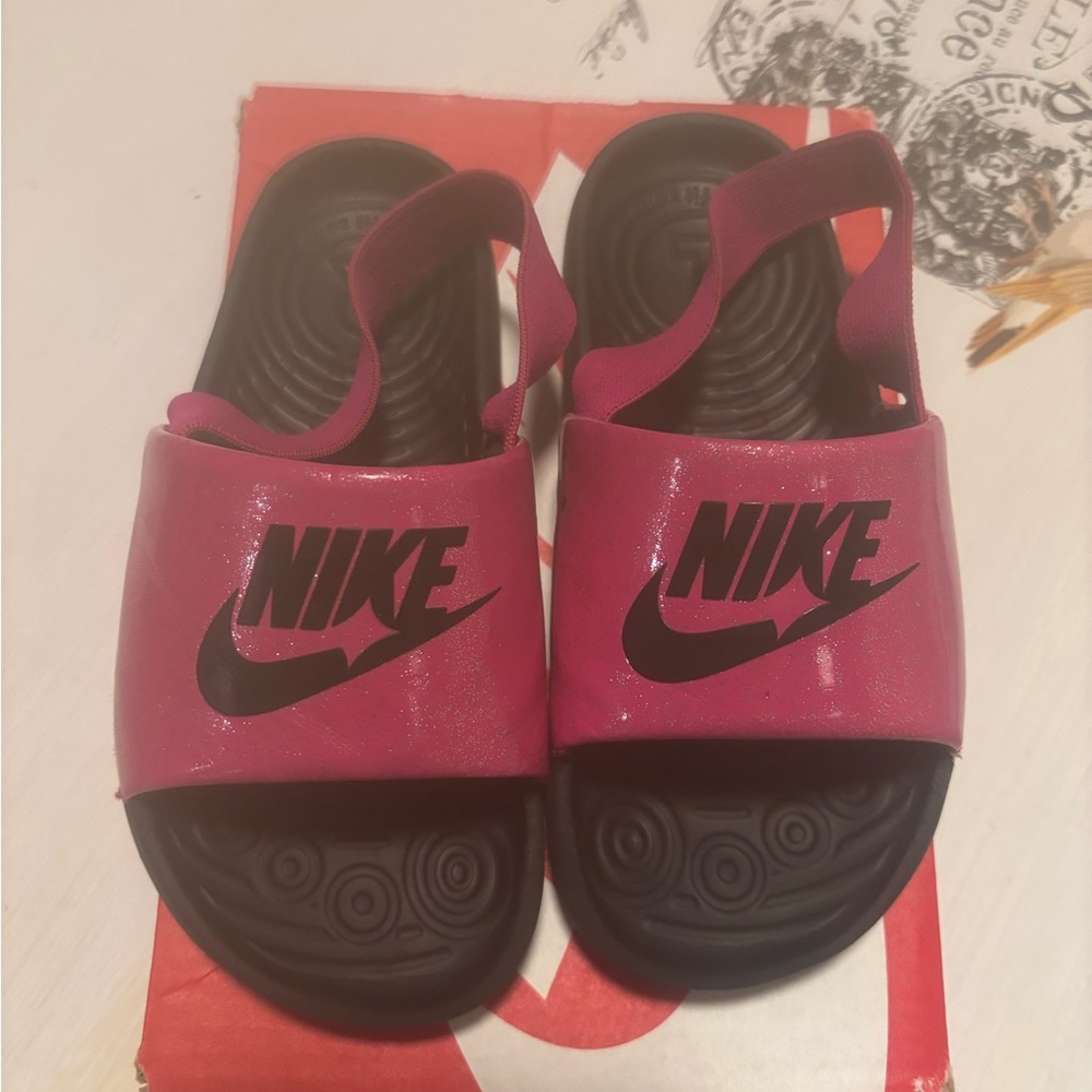 Nike Very Berry and Black Kawa Slides Preloved